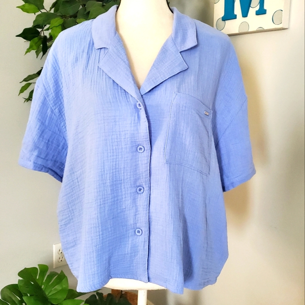 JASON WU Oversized Boxy Textured Cotton Button Down XL